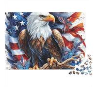 Águila Bandera Americana Rompecabezas de 1000 Piezas para Adultos Águila Bandera EE.UU. Patriótico Premium Grueso Resistente Vibrante Desafiante Duro Alivio del Estrés Regalo Familiar 52x38cm/1000pcs