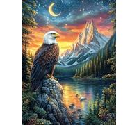 Águila Calva al Borde del Lago de montaña Rompecabezas 300 Piezas Cartón Grueso para Parejas Desarrollo Habilidades Pieza Decorativa Casa Pack Completo Regalo Cumpleaños 300 PCS
