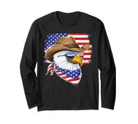 Águila calva americana Bandera de EE. UU. Patriótico Manga Larga