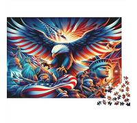 Águila Calva Americana Puzzle de 1000 Piezas Papel para Adultos Estatua de la Libertad Puzzle para Toda la Familia Relajación Decoración 52x38cm/1000pcs