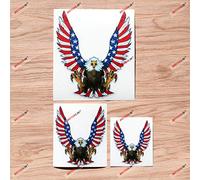 Águila Calva Bandera Americana Pegatinas de Vinilo - 3 Pack Reflectante, 7,6 cm, 10,2 cm, 15,2 cm - Estilo B para Coche Barco Laptop Taza Teléfono