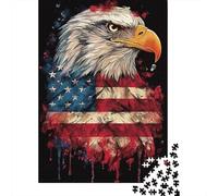 Águila Calva Bandera de Estados Unidos Puzzle de 1000 Piezas Papel para Adultos Arte Patriótico Juego de Puzzle 1000 Piezas Relajación Regalo 70x50cm/1000pcs