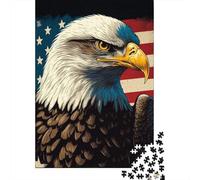 Águila Calva Bandera de Estados Unidos Puzzle de 1000 Piezas Papel Puzzle para Adultos Puzzle para Toda la Familia Relajación Decoración Regalo 38x26cm/1000pcs