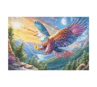 Águila Calva Colorida Cielo Estrellado Puzzle 1000 Piezas Cartón Resistente para Parejas Animal Mascota Fauna Silvestre Entretenimiento En Casa Relajación Mental Regalo Aniversario 100