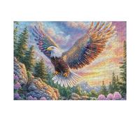 Águila Calva con alas Coloridas en Las Flores de montaña Puzzle 300 Piezas Desafío Impossible Extremo Rompecabezas para Adultos Aliviar Estrés Decoración Hogar 3D Maquetas Construir 300 PCS