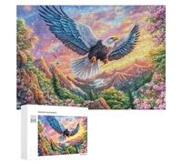 Águila Calva con alas Coloridas Entre Flores Puzzle 300 Piezas para Familia Actividad De Grupo Cooperación Familiar Regalo para Reunión 300 PCS