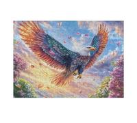 Águila Calva con alas Coloridas Entre Las Flores Puzzle 300 Piezas Impossible Creativo Rompecabezas 3D Obra De Arte para Toda La Familia Juguete Educativo Decoración 300 PCS
