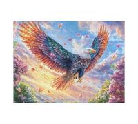 Águila Calva con alas Coloridas Entre Las Flores Puzzles 500 Piezas Decoración Hogar 3D Rompecabezas Familiar para Adultos Obra De Arte Colorido DIY Creativo 500 PCS