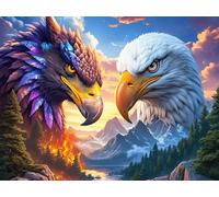 Águila Calva con Plumas moradas Coloridas Rompecabezas 1000 Piezas Cartón para Parejas Mascota Animal Actividad Tiempo Libre Terapia Relajación Decoración Salón Regalo Sorpresa 1000 PCS/75x50cm