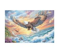 Águila Calva con un escorpión Rojo sobre Las Olas costeras Puzzle 1000 Piezas Portátil Familiar Rompecabezas 3D para Familia Desafío Intelectual Maquetas Educativas Construir 1000 PCS