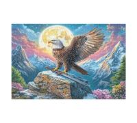 Águila Calva con una Espada bajo la Luna Llena Puzzles 1000 Piezas Entretenimiento Familiar Rompecabezas 3D para Familia Juguete Educativo Aliviar Estrés Decoración Hogar 1000 PCS