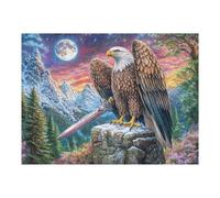 Águila Calva con una Espada bajo los Picos a la luz de la Luna Puzzle 500 Piezas Educativo Impresión HD Juego De Rompecabezas para Familia Entretenimiento Inteligente Construir Maquetas 500 PCS