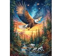Águila Calva del Bosque Rompecabezas 1000 Piezas Cartón Grueso para Mayores Animales fantásticos de Animales Salvajes Noches Juegos Familiares Estimulación Mental Regalo San Valentín 1