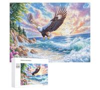 Águila Calva en Bosque de otoño con Manzanas Puzzle 500 Piezas para Parejas Juego Cooperativo Comunicación Y Lógica Regalo para Parejas 500 PCS