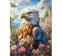 Águila Calva en Las Flores Rompecabezas 500 Piezas Cartón para Toda La Familia Cuentos de Hadas de Animales y Plantas Tiempo Libre Entretenimiento Sin Pantalla 500 PCS