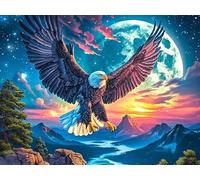Águila Calva en Paisaje montañoso Rompecabezas 500 Piezas Cartón Grueso para Coleccionistas Vida Silvestre Noches De Cita Mejora Concentración Ocio En Casa Regalo Reyes Magos 500 PCS/52×38cm