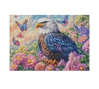 Águila Calva Entre Las Flores Rosas y Las Mariposas Puzzles 300 Piezas Juguete Educativo 3D Rompecabezas Familiar para Toda La Familia Entretenimiento Creativo Decorativo 300 PCS