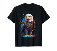Águila calva ilustrada con salpicaduras de colores Camiseta