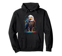 Águila calva ilustrada con salpicaduras de colores Sudadera con Capucha