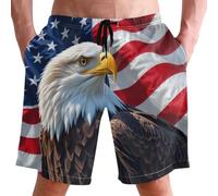 Águila Calva Norteamericana Bandera De EE. UU. Bermudas con Bolsillos Bañador Hombre Elásticos Shorts De Playa para Verano Natación Jogger XXL
