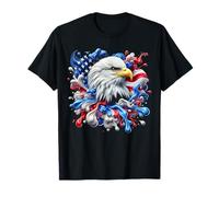 Águila calva patriótica de Estados Unidos en colores rojos, blancos y azules Camiseta
