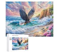 Águila Calva por Encima de la erupción volcánica Puzzle 500 Piezas para Familia Noche De Puzzle Resolución De Problemas Regalo para Unión Familiar 500 PCS