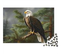 Águila Calva Posada Rompecabezas Regalo San Valentín 1000 Piezas Adultos Águila Calva Pino Premium Grueso Resistente Vibrante Desafiante Alivio Estrés 52x38cm/1000pcs