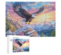 Águila Calva sobre acantilados costeros con Flores Puzzle 300 Piezas para Familia Actividad Interior Cooperación Y Desafío Regalo para Vacaciones 300 PCS