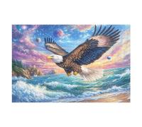 Águila Calva sobre el mar con un Castillo y Planetas Puzzles 1000 Piezas Maquetas 3D Construir Sin Pegamento Rompecabezas Educativo para Familia Desafío Intelectual Decoración Hogar 1000 PCS