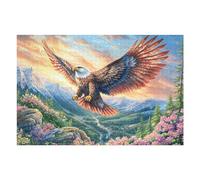 Águila Calva sobre un río de montaña con Flores Puzzles 1000 Piezas Entretenimiento Familiar Rompecabezas 3D para Familia Juguete Educativo Aliviar Estrés Decoración Hogar 1000 PCS