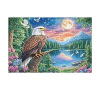 Águila Calva sobre un tocón de árbol bajo la Noche Estrellada Puzzles 1000 Piezas Actividad Familiar Rompecabezas 3D para Familia Juguete Educativo Aliviar Estrés Decoración Hogar 1000 PCS