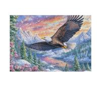 Águila Calva sobre un Valle nevado Estrellado Puzzles 300 Piezas DIY Creativo Personalizable Rompecabezas Familiar para Toda La Familia Juguete Educativo Aliviar Estrés Decorativo 300 PCS