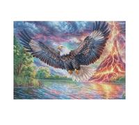 Águila Calva sobre una erupción volcánica Puzzles 300 Piezas Desafío Nivel Difícil Rompecabezas para Adultos Aliviar Estrés Decoración Hogar DIY Moderno Portátil 300 PCS