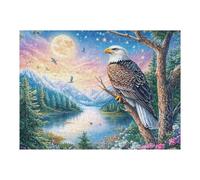 Águila Calva sobre una Rama bajo la Luna Llena Puzzles 500 Piezas Maquetas 3D Construir Rompecabezas Educativo para Familia Desafío Intelectual Decoración Hogar Moderno 500 PCS