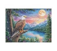 Águila Calva sobre una Rama con montañas Nevadas Puzzles 500 Piezas Obra De Arte Decorativa Rompecabezas Familiar para Adultos DIY Creativo Aliviar Estrés Portátil 500 PCS