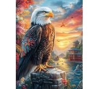 Águila Calva sobre una Roca al Atardecer Puzzle 1000 Piezas Cartón Grueso para Adultos Y Adolescentes Ocio Doméstico Terapia Relajación Mejor Valorado Idea De Regalo 1000 PCS