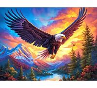 Águila Calva voladora llameante Cielo Estrellado Rompecabezas 300 Piezas Cartón para Parejas Mascota Animal Actividad Tiempo Libre Terapia Relajación Decoración Salón Regalo Sorpresa 300 PCS/40x28cm