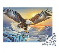 Águila Calva Volando Puzzle de 1000 Piezas Puzzle para Adultos Papel Montaña Nevada Amanecer Concentración Hogar Relajación Regalo 70x50cm/1000pcs