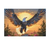 Águila Calva Volante al Atardecer Puzzle 1000 Piezas Desafío Impossible Animales fantásticos Vibrantes Rompecabezas para Adultos Aliviar Estrés Decoración Hogar 3D Maquetas Construir 1000 PCS
