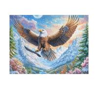 Águila Calva y Arma al Borde del río Estrellado Puzzle 500 Piezas Estera Portátil 3D Rompecabezas Familiar para Hombres Y Mujeres Aliviar Estrés Decoración Hogar 500 PCS