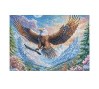 Águila Calva y Arma al Borde del río Estrellado Puzzles 300 Piezas Estera Portátil Familiar Grande Rompecabezas para Adultos Aliviar Estrés 3D Maquetas Construir DIY Moderno 300 PCS