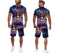 Águila Calva y Bandera patriótica Americana Impresión 3D Mujeres/Hombres Camisetas y Pantalones Cortos de Tabla 2 Piezas Conjuntos de chándal Ropa de Calle