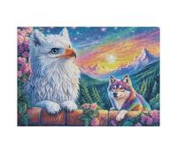 Águila Calva y Lobo arcoíris sobre un Muro de Ladrillos Puzzle 300 Piezas Familiar Creativo Rompecabezas 3D para Familia Juguete Educativo Construir Maquetas Aliviar Estrés 300 PCS