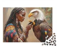 Águila Chamán Ritual Rompecabezas de 1000 Piezas para Adultos Mujer Nativa Águila Naturaleza Desafiante Premium Grueso Resistente Vibrante Alivio del Estrés Regalo Decoración Familiar 70x50cm/1000pcs