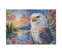 Águila Colorida al Borde del Lago de montaña Estrellado Puzzle 300 Piezas Juguete Educativo Rompecabezas Impossible para Adultos Aliviar Estrés Decoración Hogar DIY Creativo 300 PCS