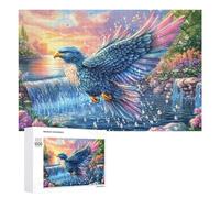 Águila Colorida en el Campo con árboles en Llamas Puzzle 1000 Piezas para Familia Noche De Puzzle Resolución De Problemas Regalo para Unión Familiar 1000 PCS