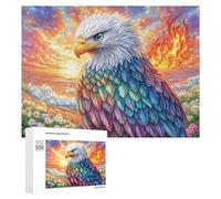 Águila Colorida en Llamas y Cielo Puzzle 500 Piezas para Parejas Noche De Juego Interacción Cognitiva Regalo para Momentos Compartidos 500 PCS