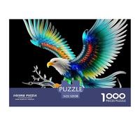 águila Colorida Puzzle de 1000 Piezas Papel Puzzle para Adultos Arte Abstracto Plumas Relajación Convivencia Decoración Regalo 52x38cm/1000pcs