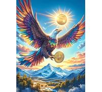 Águila con Alas Ardientes And A Gold Coin Puzzle 1000 Piezas Cartón Blanco Premium Para Expertos Mascota de Vida Silvestre Cute Desconectar Estrés Alivio Ansiedad Garantía Satisfacción Regalo Creativo