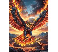 Águila con alas de Fuego Over A Mountain Puzzle 300 Piezas Cartón Blanco Premium para Expertos Vida Silvestre y Plantas Días Lluviosos Colección Garantía Reposición Piezas 300 PCS